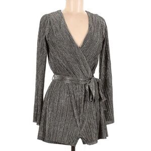 Flirtatious‎ Outing Pleated Romper In Black/Silver Size Small